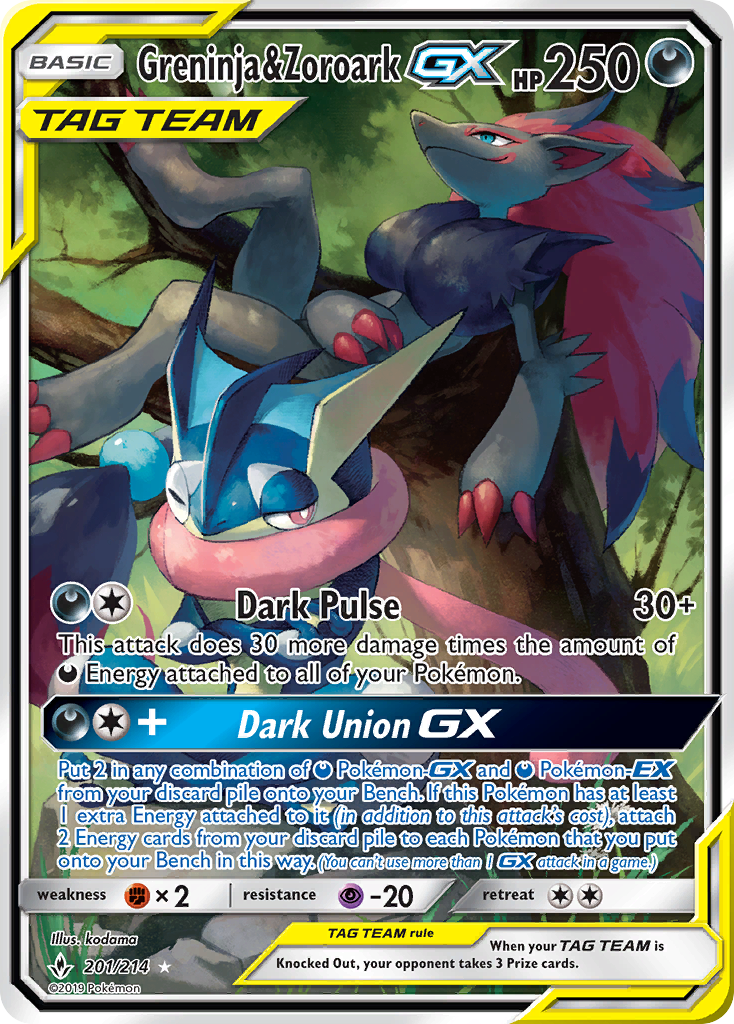 Greninja & Zoroark GX (201/214) [Sun & Moon: Unbroken Bonds] | Devastation Store