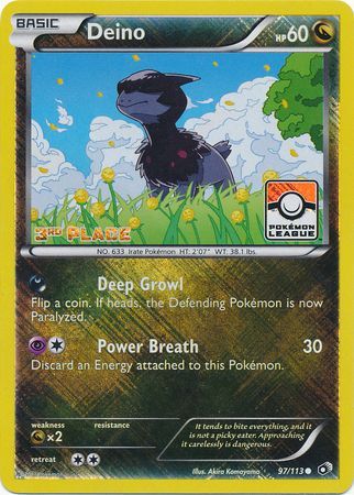 Deino (97/113) (League Promo 3rd Place) [Black & White: Legendary Treasures] | Devastation Store