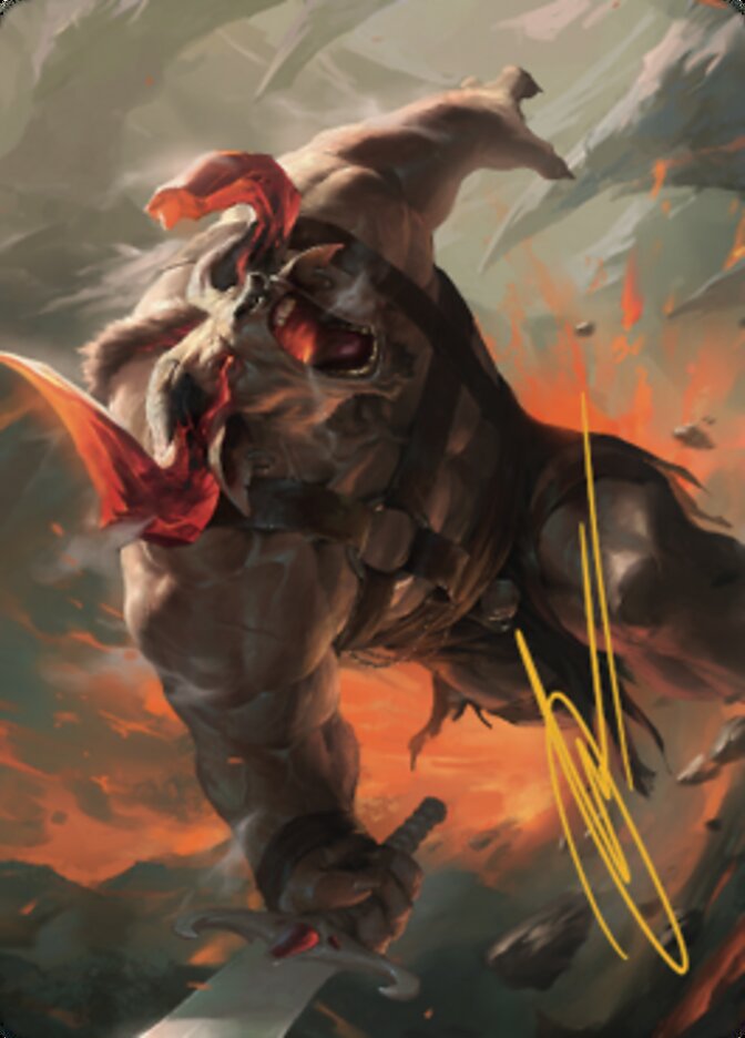 Furious Bellow Art Card (Gold-Stamped Signature) [Dominaria United Art Series] | Devastation Store