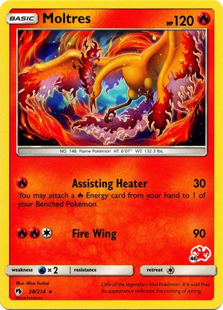 Moltres (38/214) (Charizard Stamp #46) [Battle Academy 2020] | Devastation Store