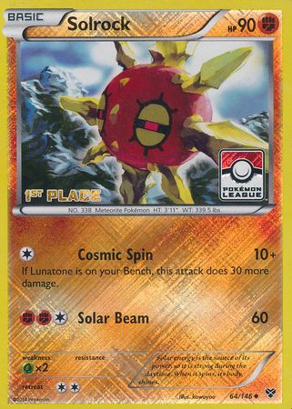 Solrock (64/146) (1st Place League Challenge Promo) [XY: Base Set] | Devastation Store