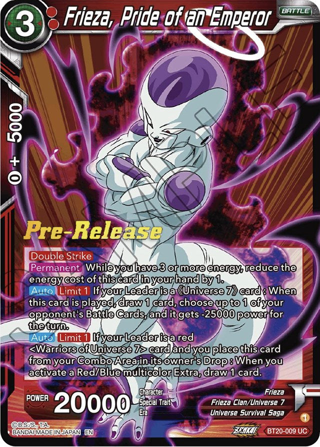 Frieza, Pride of an Emperor (BT20-009) [Power Absorbed Prerelease Promos] | Devastation Store