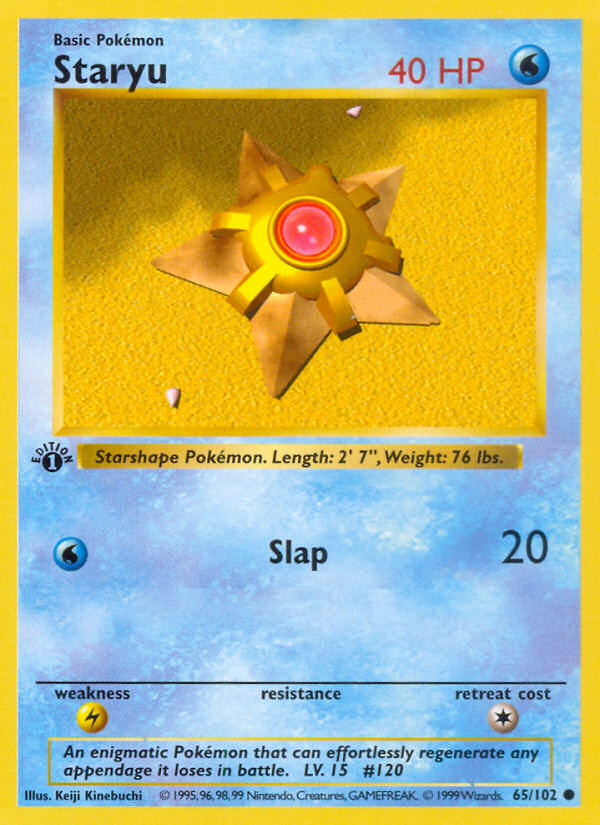 Staryu (65/102) (Shadowless) [Base Set 1st Edition] | Devastation Store