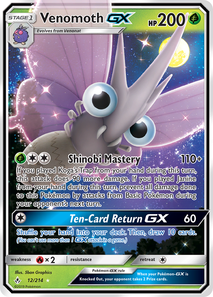 Venomoth GX (12/214) [Sun & Moon: Unbroken Bonds] | Devastation Store