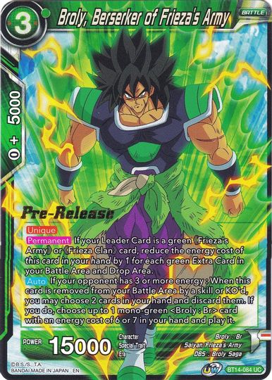 Broly, Berserker of Frieza's Army (BT14-084) [Cross Spirits Prerelease Promos] | Devastation Store