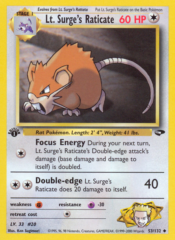 Lt. Surge's Raticate (53/132) [Gym Challenge 1st Edition] | Devastation Store