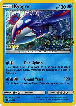 Kyogre (SM129) (Staff Prerelease Promo) [Sun & Moon: Black Star Promos] | Devastation Store