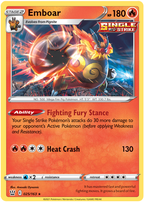 Emboar (025/163) [Sword & Shield: Battle Styles] | Devastation Store