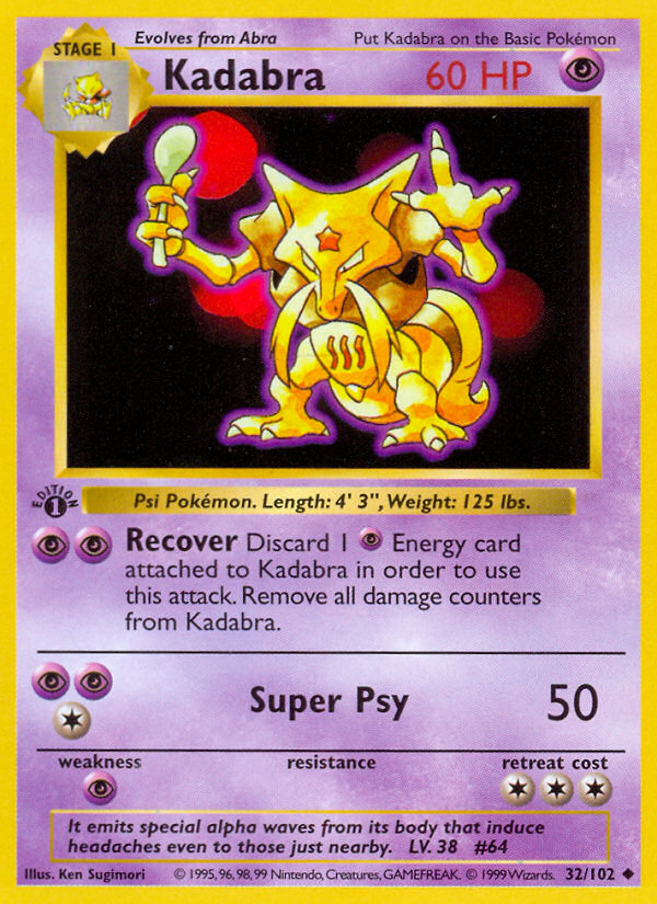 Kadabra (32/102) (Shadowless) [Base Set 1st Edition] | Devastation Store