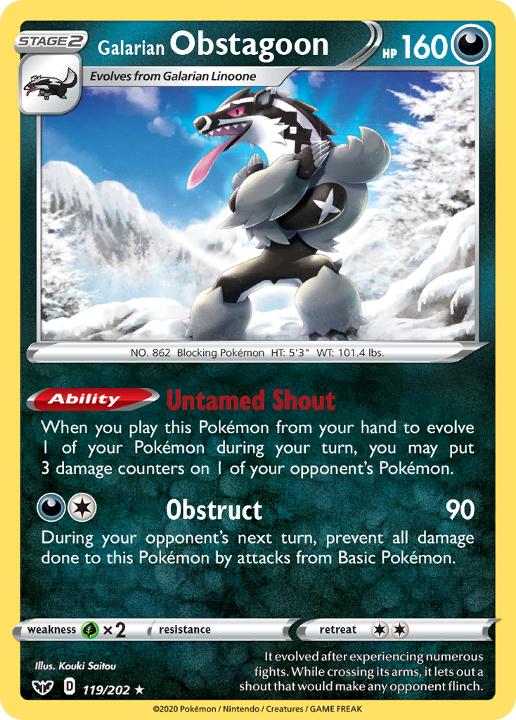 Galarian Obstagoon (119/202) [Sword & Shield: Base Set] | Devastation Store