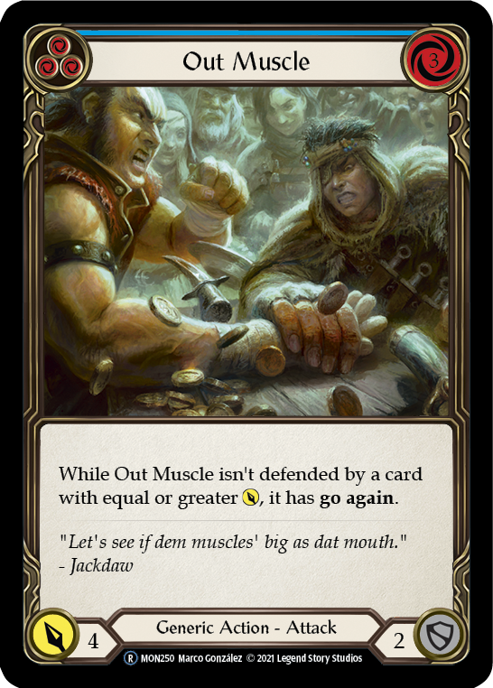 Out Muscle (Blue) (Rainbow Foil) [U-MON250-RF] Unlimited Edition Rainbow Foil | Devastation Store