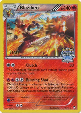 Blaziken (14/111) (Staff National Championship Promo) [XY: Furious Fists] | Devastation Store