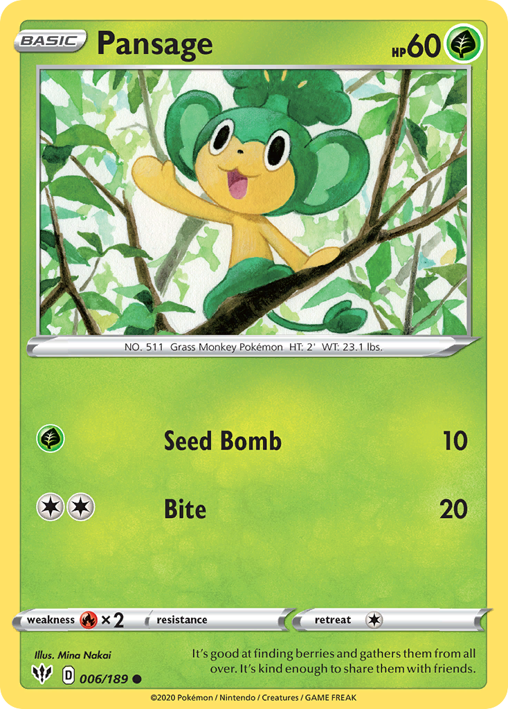 Pansage (006/189) [Sword & Shield: Darkness Ablaze] | Devastation Store