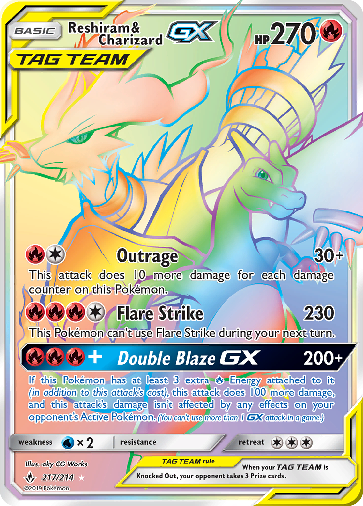 Reshiram & Charizard GX (217/214) [Sun & Moon: Unbroken Bonds] | Devastation Store