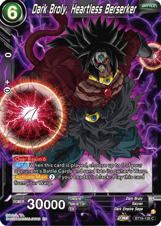 Dark Broly, Heartless Berserker (BT18-128) [Dawn of the Z-Legends] | Devastation Store