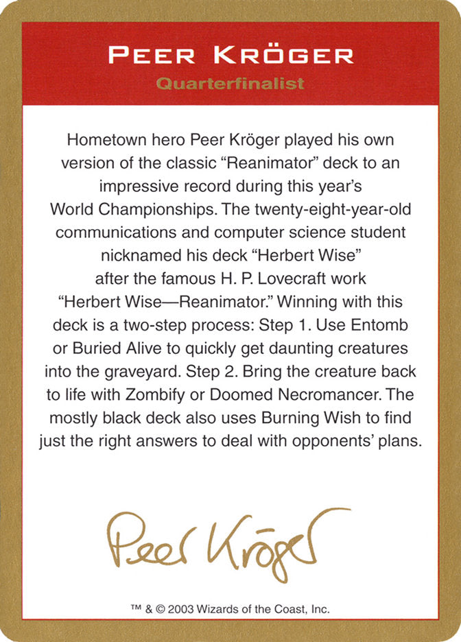 Peer Kröger Bio [World Championship Decks 2003] | Devastation Store