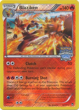 Blaziken (14/111) (National Championship Promo) [XY: Furious Fists] | Devastation Store