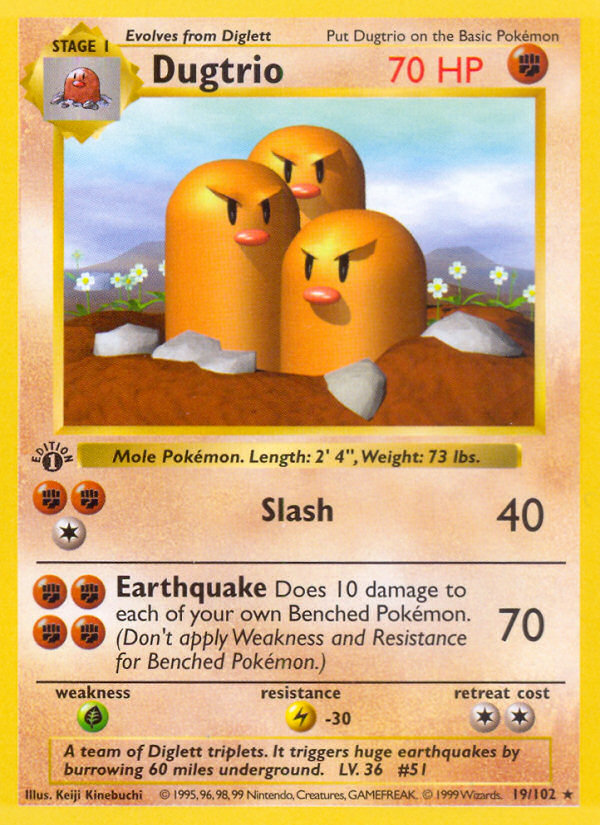 Dugtrio (19/102) (Shadowless) [Base Set 1st Edition] | Devastation Store