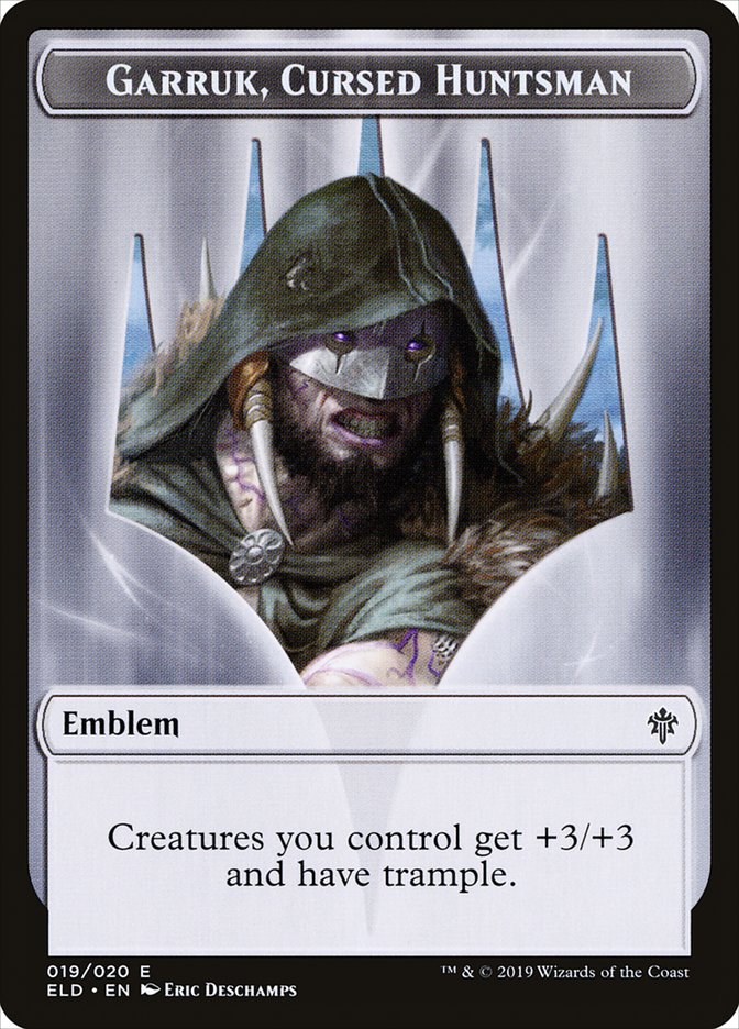 Garruk, Cursed Huntsman Emblem [Throne of Eldraine Tokens] | Devastation Store