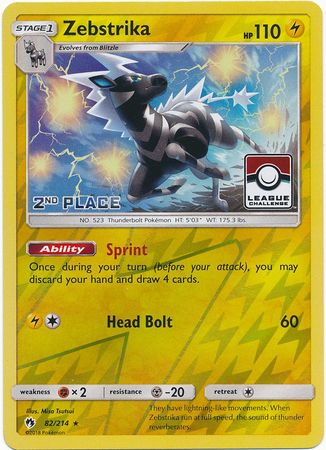 Zebstrika (82/214) (League Promo 2nd Place) [Sun & Moon: Lost Thunder] | Devastation Store
