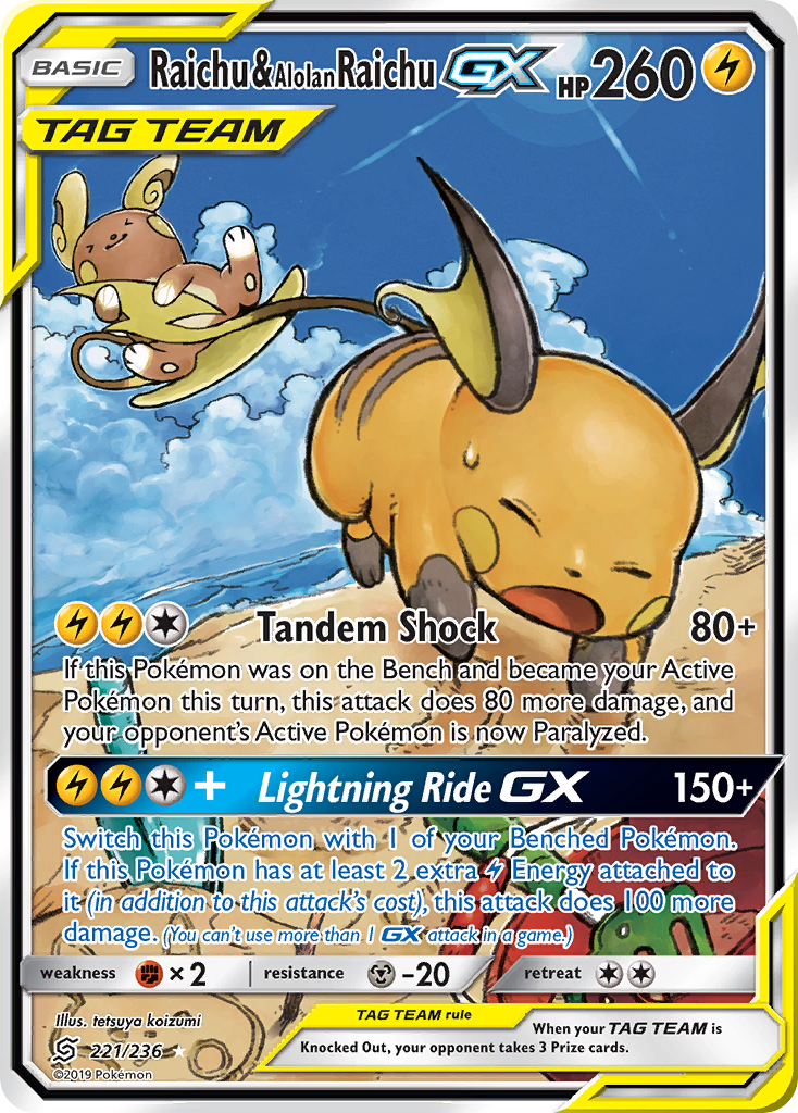 Raichu & Alolan Raichu GX (221/236) [Sun & Moon: Unified Minds] | Devastation Store