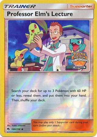 Professor Elm's Lecture (188/214) (Regional Championship Promo) [Sun & Moon: Lost Thunder] | Devastation Store