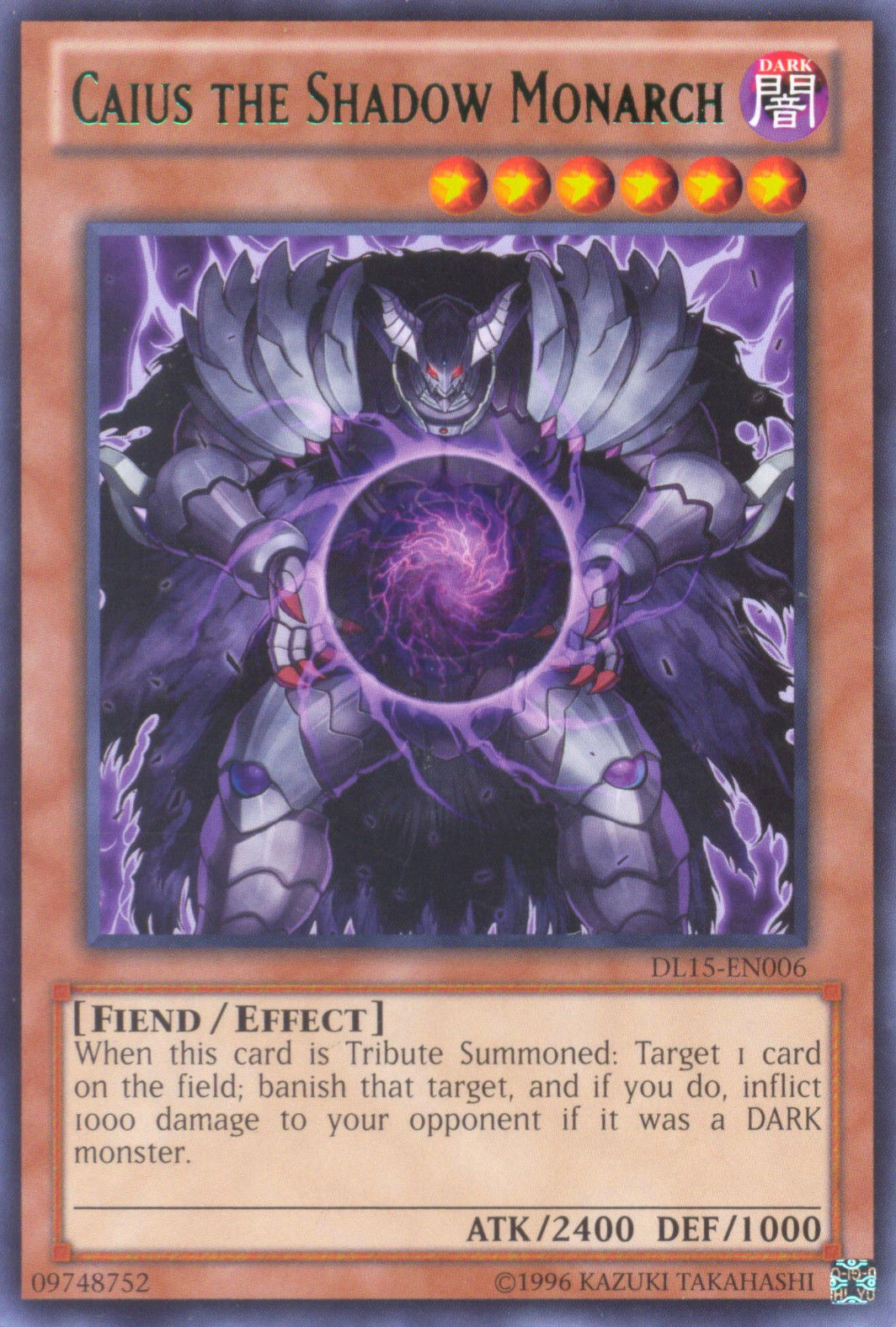 Caius the Shadow Monarch (Green) [DL15-EN006] Rare | Devastation Store