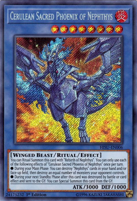 Cerulean Sacred Phoenix of Nephthys [HISU-EN006] Secret Rare | Devastation Store