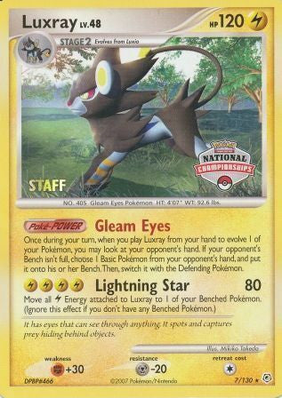 Luxray (7/130) (National Championships) (Staff) [Diamond & Pearl: Base Set] | Devastation Store