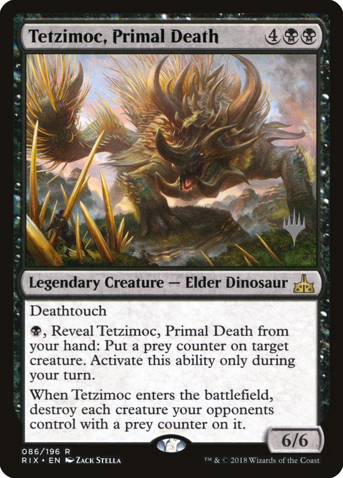 Tetzimoc, Primal Death (Promo Pack) [Rivals of Ixalan Promos] | Devastation Store