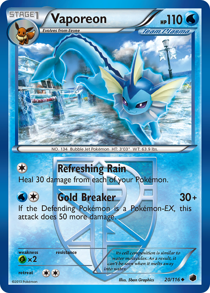 Vaporeon (20/116) [Black & White: Plasma Freeze] | Devastation Store