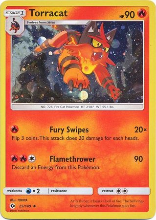 Torracat (25/149) (Cosmos Holo) [Sun & Moon: Base Set] | Devastation Store