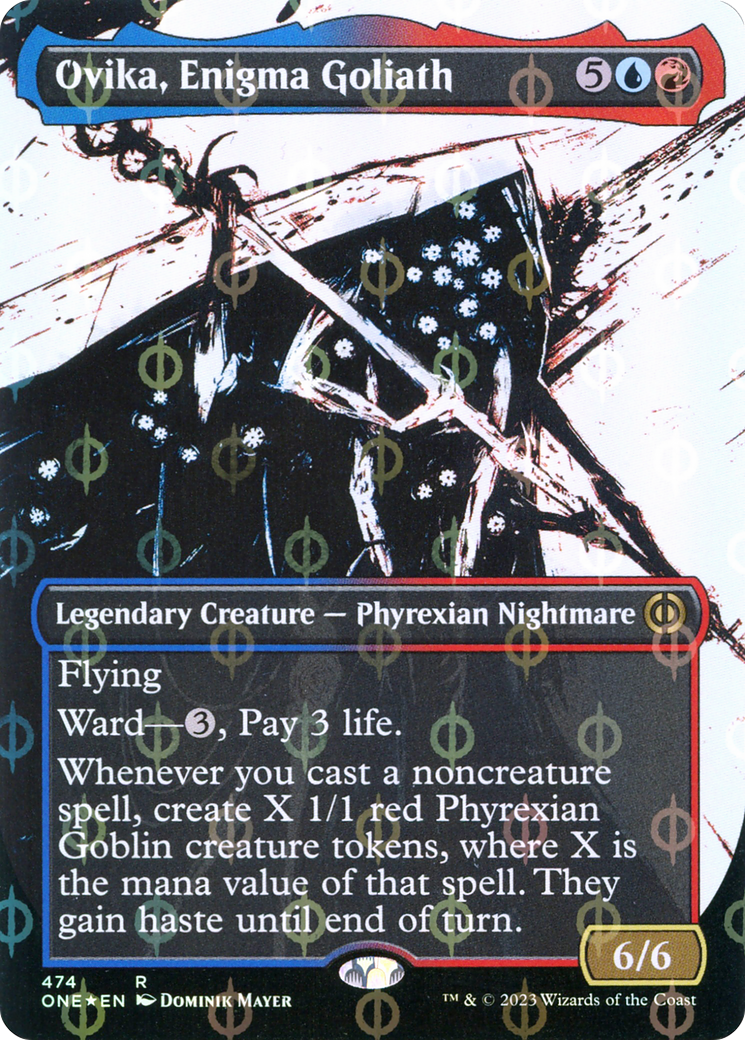 Ovika, Enigma Goliath (Borderless Ichor Step-and-Compleat Foil) [Phyrexia: All Will Be One] | Devastation Store