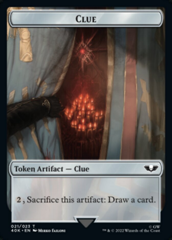 Astartes Warrior // Clue Double-sided Token (Surge Foil) [Universes Beyond: Warhammer 40,000 Tokens] | Devastation Store