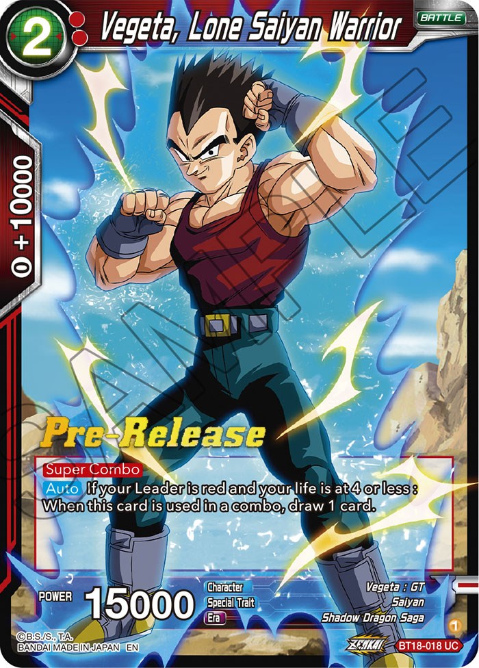 Vegeta, Lone Saiyan Warrior (BT18-018) [Dawn of the Z-Legends Prerelease Promos] | Devastation Store