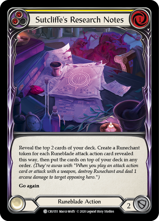 Sutcliffe's Research Notes (Yellow) [CRU155] 1st Edition Normal - Devastation Store | Devastation Store
