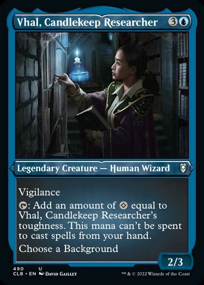 Vhal, Candlekeep Researcher (Foil Etched) [Commander Legends: Battle for Baldur's Gate] | Devastation Store