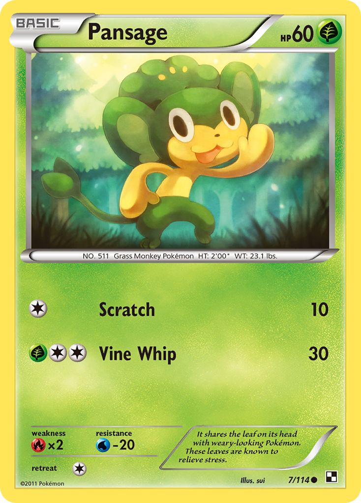 Pansage (7/114) [Black & White: Base Set] | Devastation Store