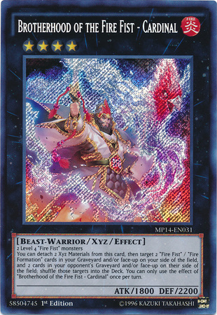 Brotherhood of the Fire Fist - Cardinal [MP14-EN031] Secret Rare | Devastation Store