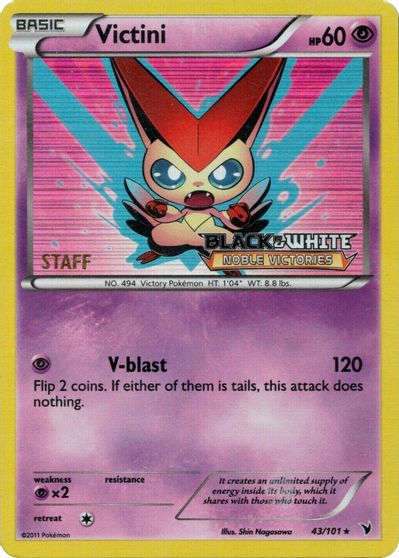 Victini (43/101) (Staff Prerelease Promo) [Black & White: Black Star Promos] | Devastation Store