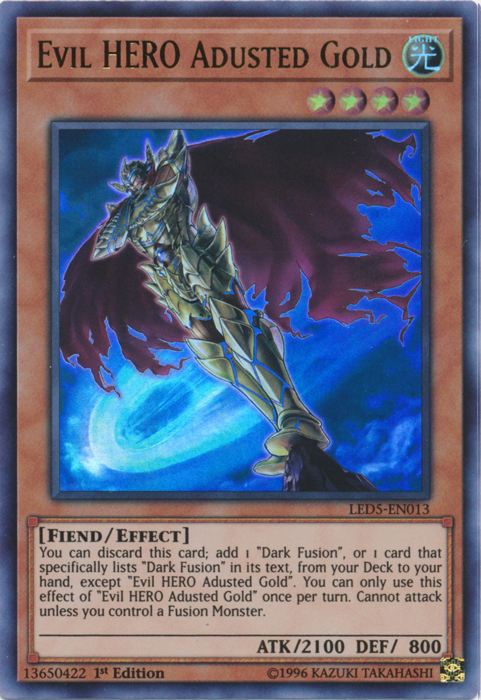 Evil Hero Adusted Gold [LED5-EN013] Ultra Rare | Devastation Store