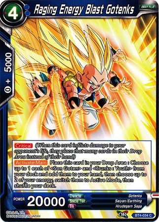 Raging Energy Blast Gotenks [BT4-034] | Devastation Store