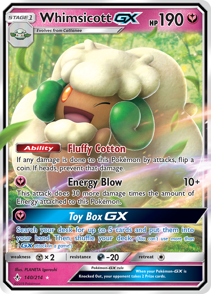 Whimsicott GX (140/214) [Sun & Moon: Unbroken Bonds] | Devastation Store