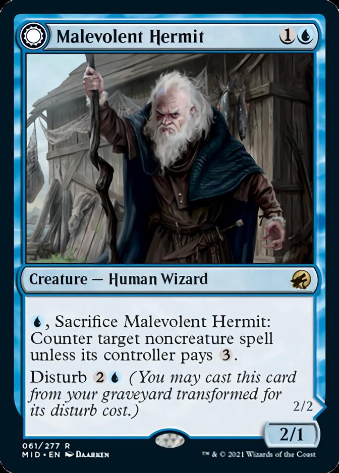 Malevolent Hermit // Benevolent Geist [Innistrad: Midnight Hunt] | Devastation Store