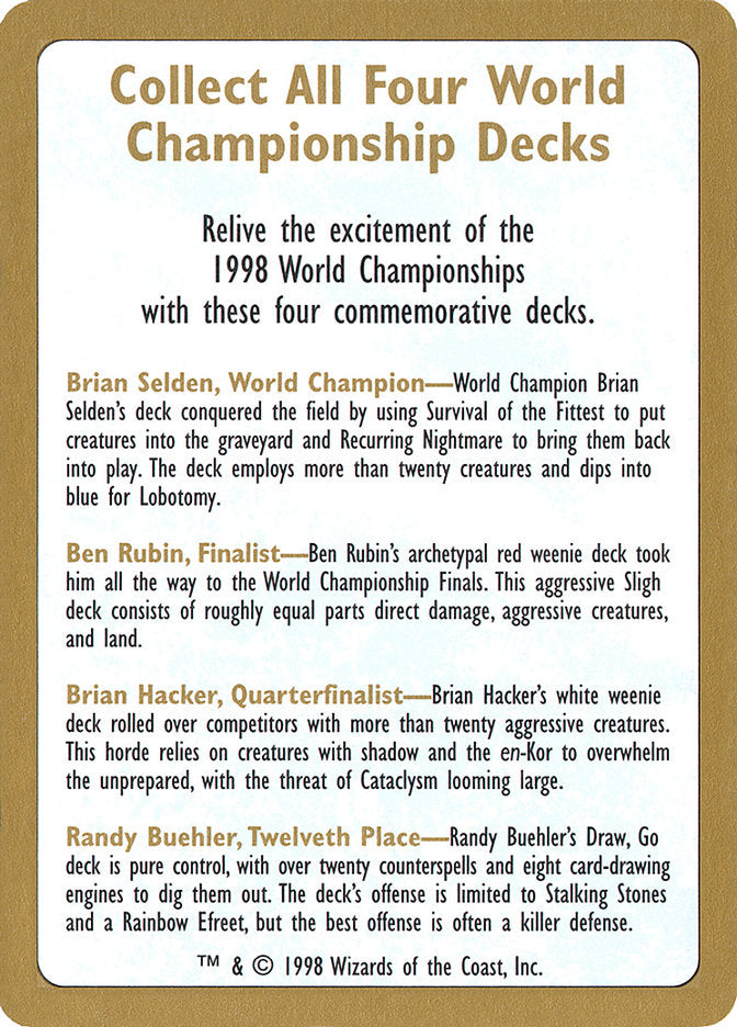 1998 World Championships Ad [World Championship Decks 1998] | Devastation Store