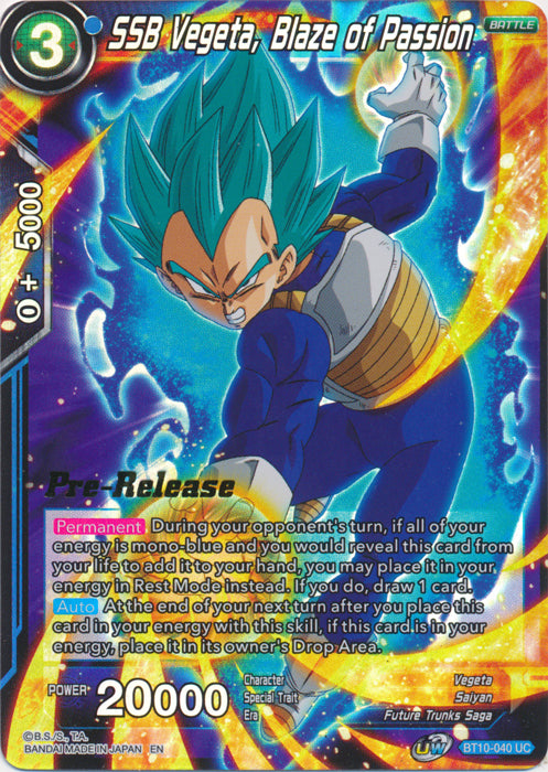 SSB Vegeta, Blaze of Passion (BT10-040) [Rise of the Unison Warrior Prerelease Promos] | Devastation Store