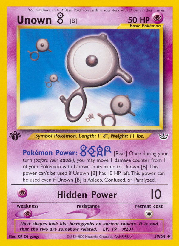 Unown [B] (39/64) [Neo Revelation 1st Edition] | Devastation Store