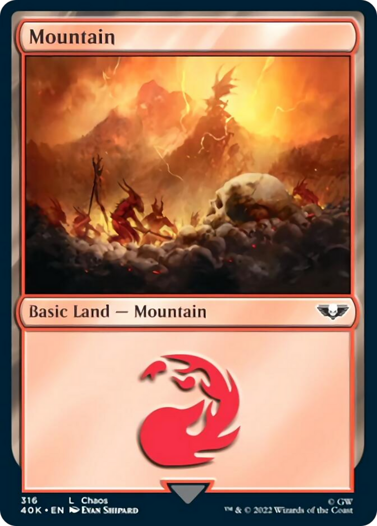 Mountain (316) (Surge Foil) [Universes Beyond: Warhammer 40,000] | Devastation Store