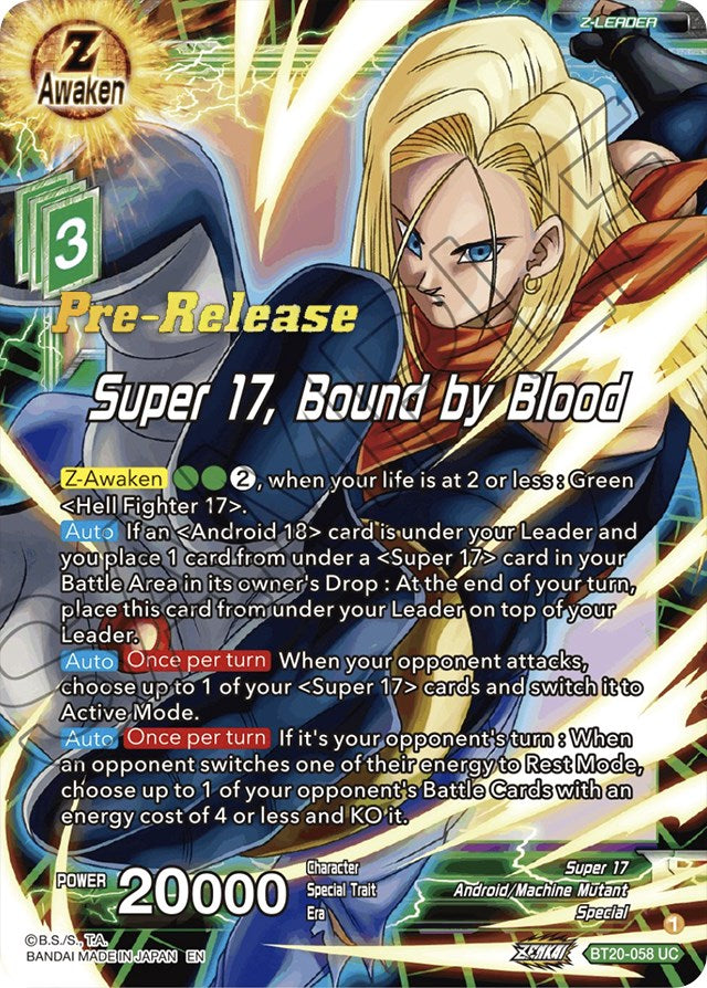 Super 17, Bound by Blood (BT20-058) [Power Absorbed Prerelease Promos] | Devastation Store