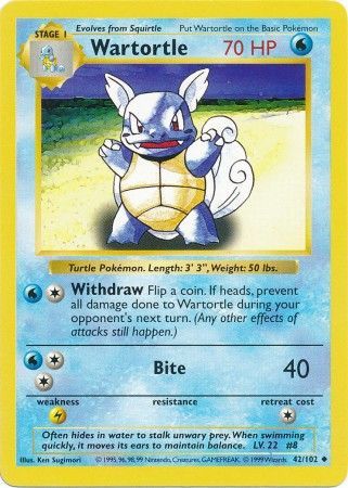 Wartortle (42/102) [Base Set Shadowless Unlimited] | Devastation Store